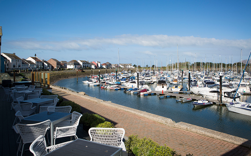 Outside The Mulberry Conwy on Conwy Marina, one of the best family-friendly pubs in Conwy and near to Llandudno in North Wales.